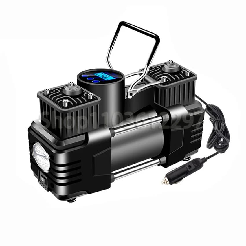 Compressore d'Aria Portatile Universale con Pompa Elettrica e Manometro per Pneumatici di Auto, SUV e Camion