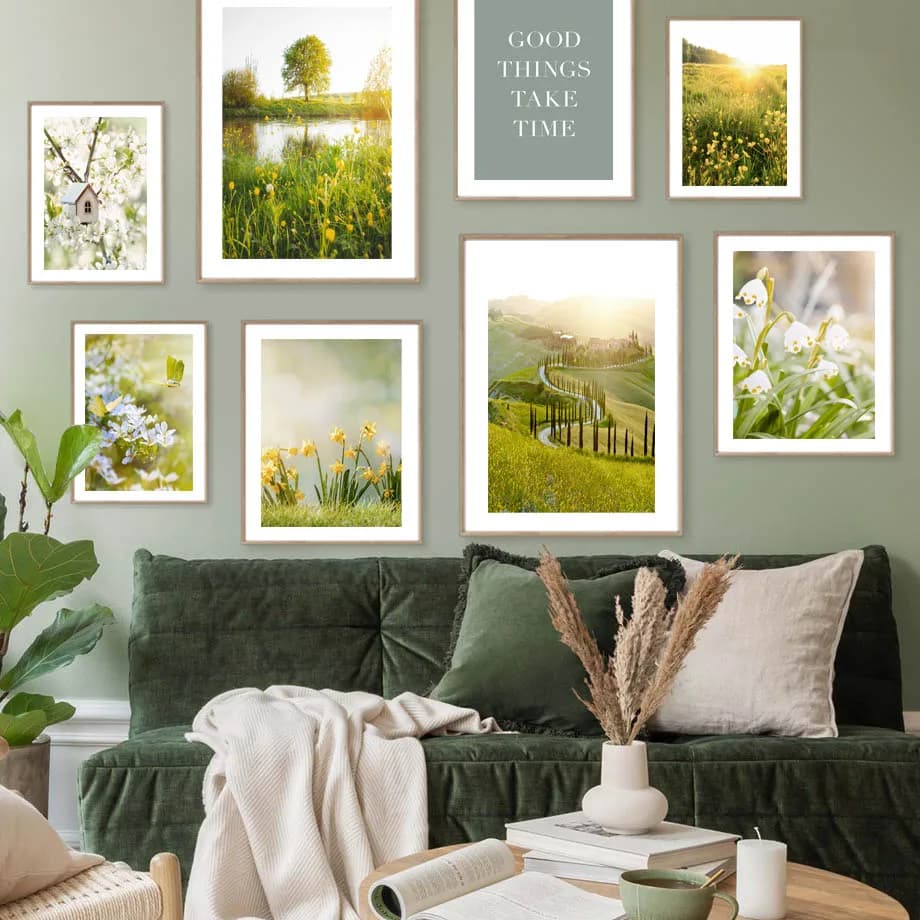 Spring Scenery Flower Green Vegetation Posters and Prints Canvas Painting Modern Wall Art Pictures for Living Room Home Decor