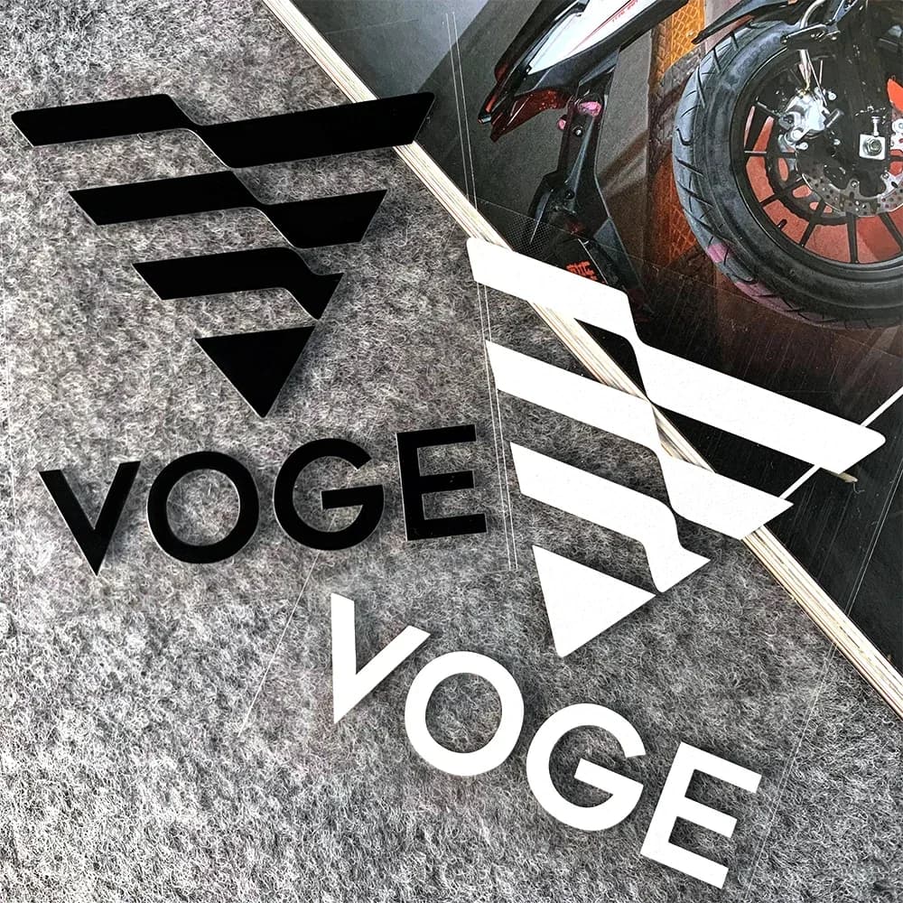 VOGE Emblem Sticker Set Black White Waterproof Vinyl Decals Easy to Apply for Motorcycle Car Bike Exterior Decoration