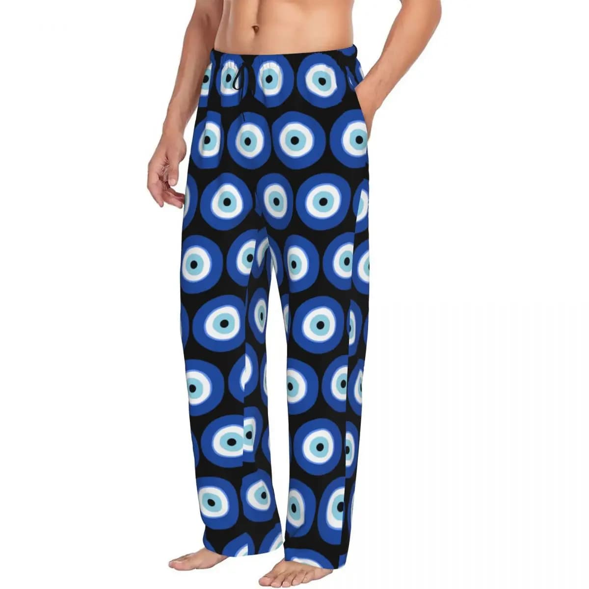 Pantaloni da pigiama da uomo greci turchi con malocchio personalizzati Pantaloni da pigiama per dormire con tasche