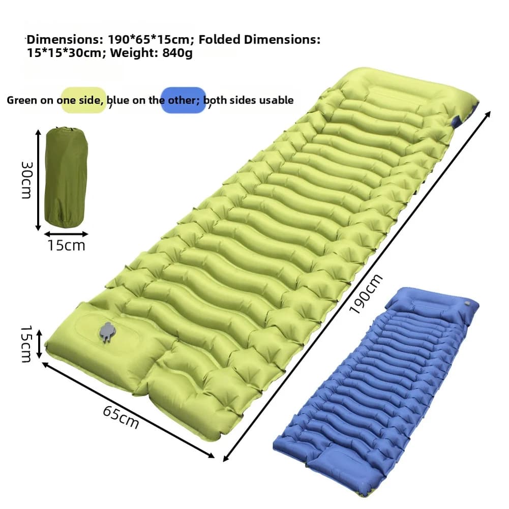 forTPU Inflatable Camping Mat with Built-in Pillow and Foot Pump for Backpacking Hiking and Multi-Terrain Sleep Stability