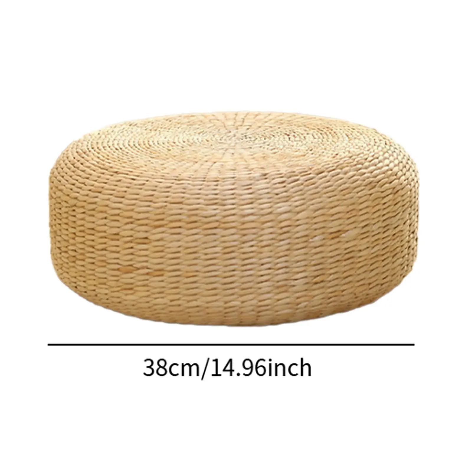 Hand Woven Rattan Floor Pillow Meditation Cushion Japanese Futon Seat Mat for Yoga Reading Relaxing Home Balcony Use