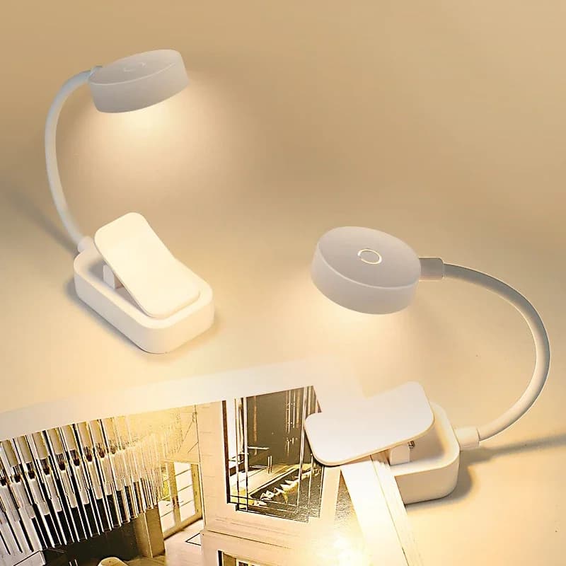 Lampada da libro portatile a LED Lettura Lampade da tavolo piccole Protezione per gli occhi 3 colori Camera da letto Studio Comodino Studente Libro Clip Luce notturna