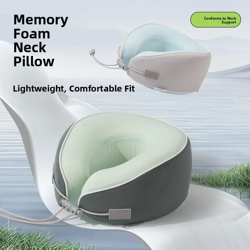 Cuscino da viaggio portatile a forma di U in memory foam Ice Silk per supporto e comfort durante il riposo in ufficio, in cotone memory rigido