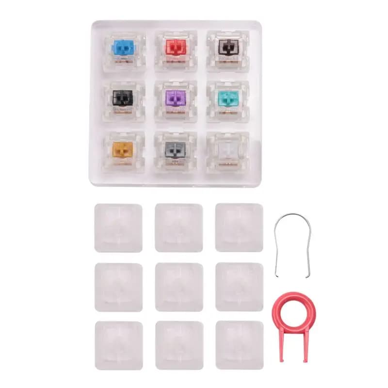 Tester per interruttori a chiave YSS-9 per Outemu, per tastiere meccaniche da gaming, switch blu lineari, clicky, silenziosi, argento, bianchi, SMD, asse resistente