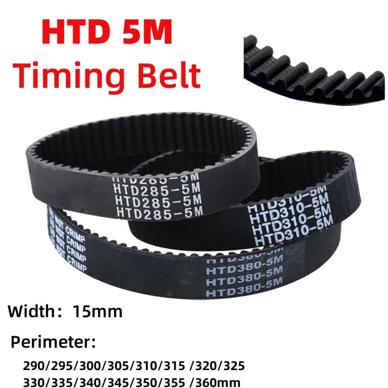 HTD 5M Timing Belt Pitch 5mm Width 15mm Closed Rubber Drive Belts Perimeter 290 295 300 305 310 315 320 325 330 335 -360mm
