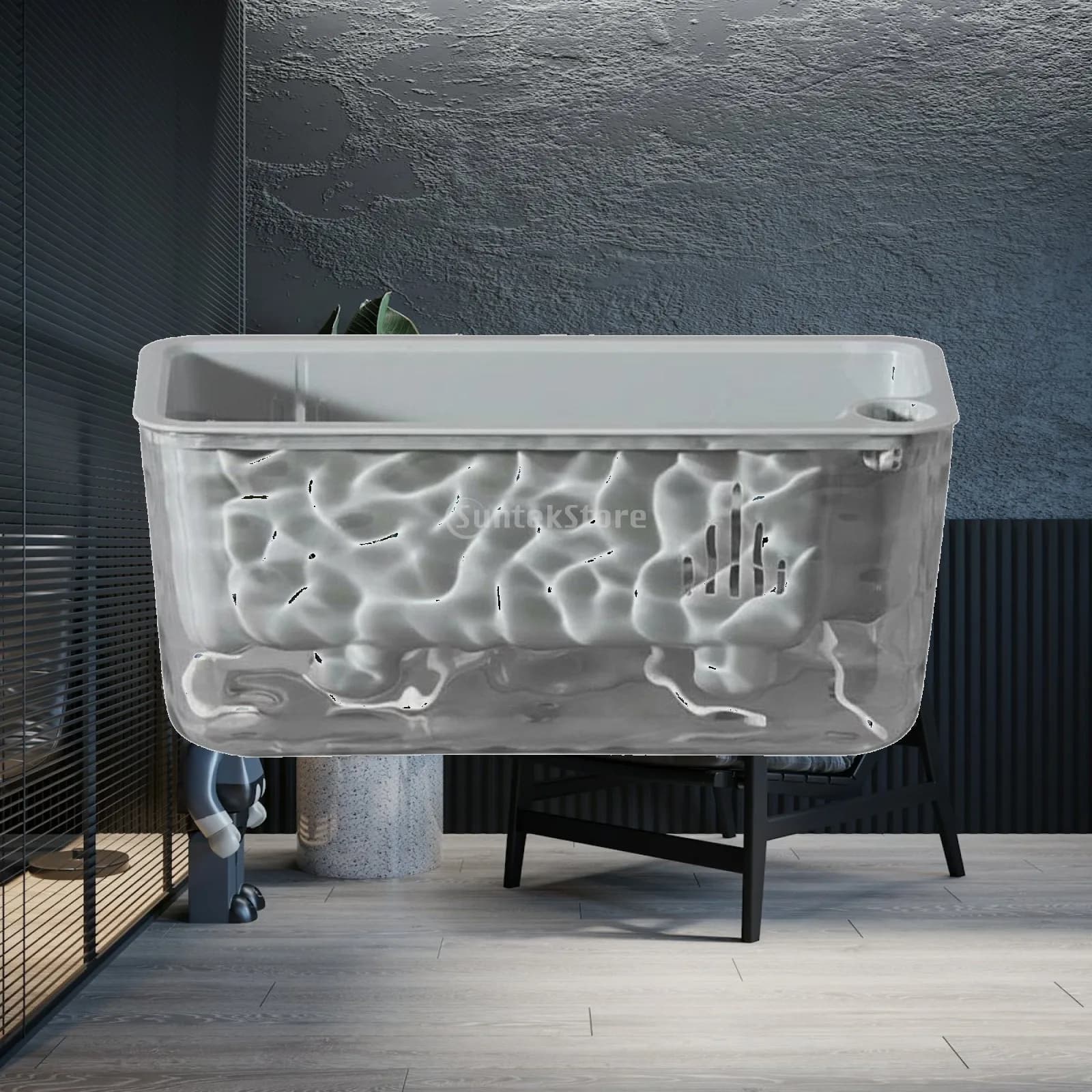 Self-Watering Planter Rectangular Clear Plant Pot Breathable Undergrowth Vents Rectangular Flower Pot for Balcony, Indoor