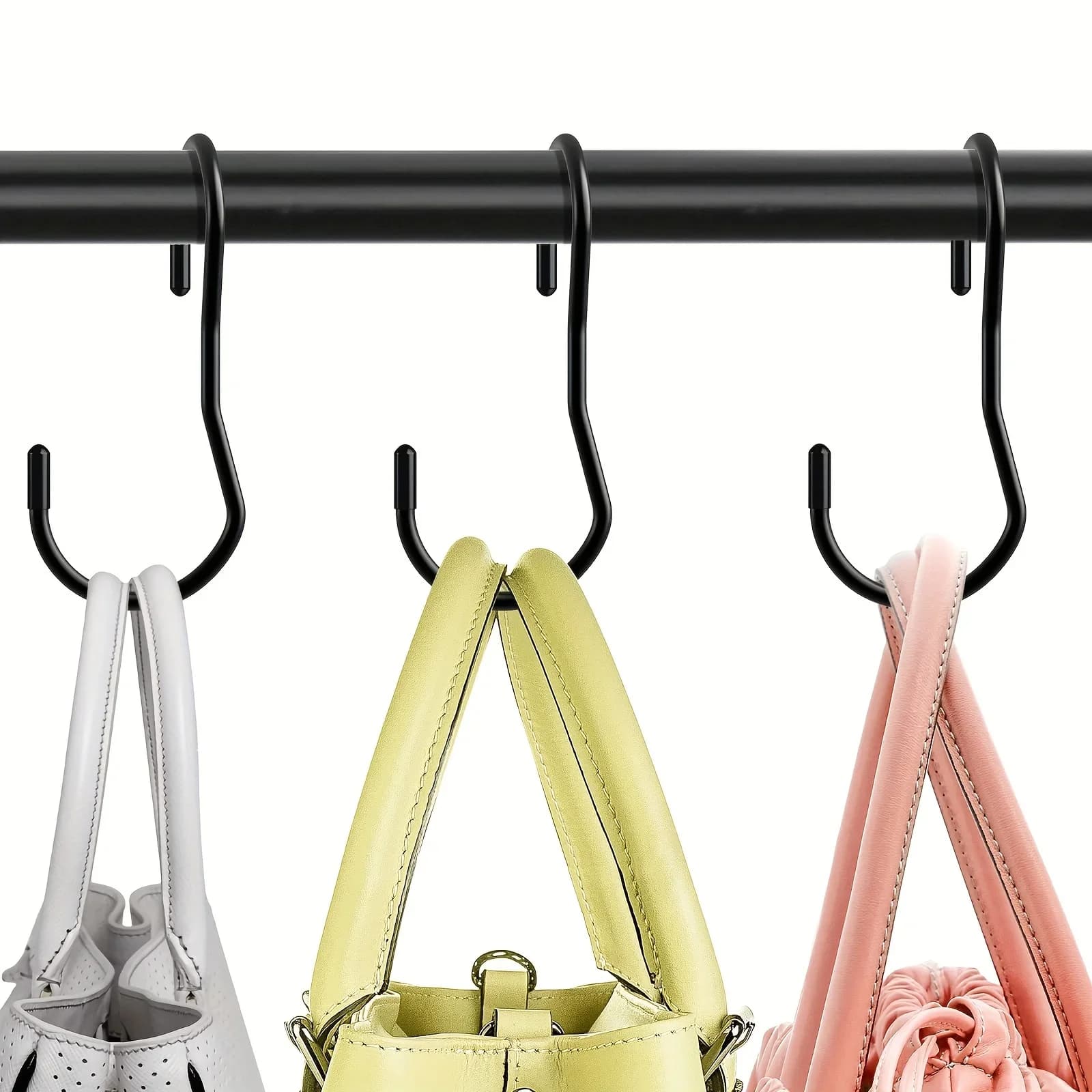 Ganci a S Premium da 12/20 Pezzi, Appendiabiti Multifunzionali Salvaspazio per Vestiti, Borse, Piante, Pentole e Vasi di Fiori, Neri