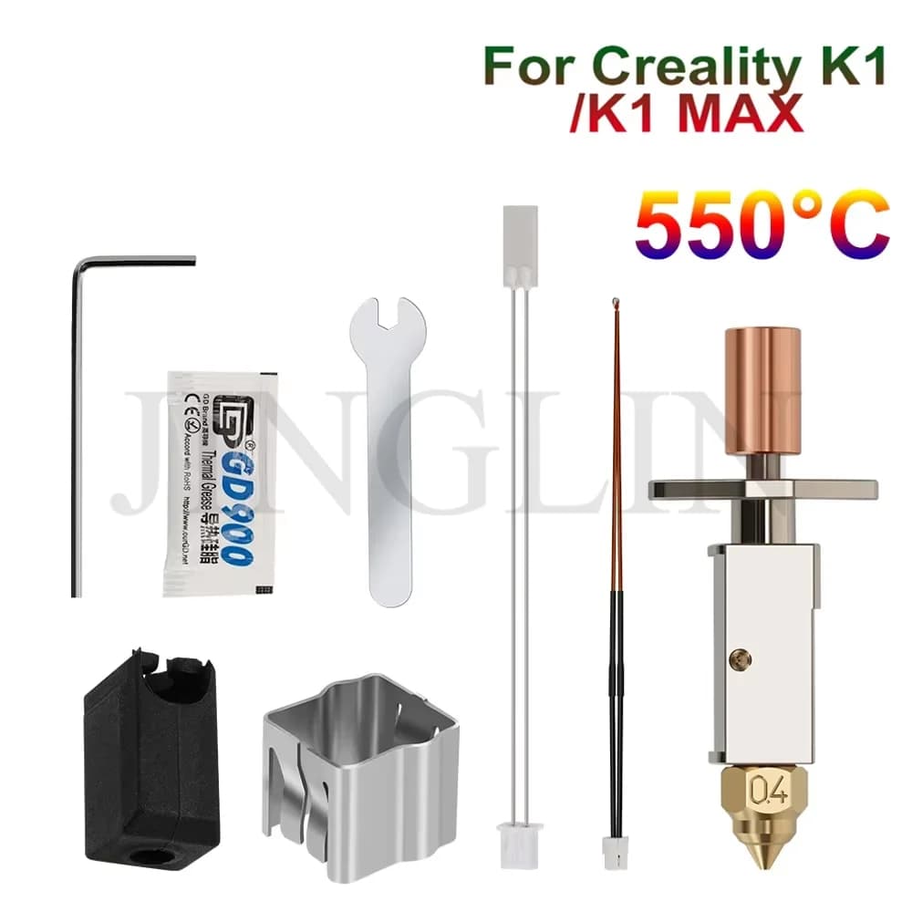 Kit Hotend updated Bi-Metal K1 HOTEND for Creality K1/K1 MAX Kit ceramic heating block 550 ° Extruder C for 3D printer Creality K1