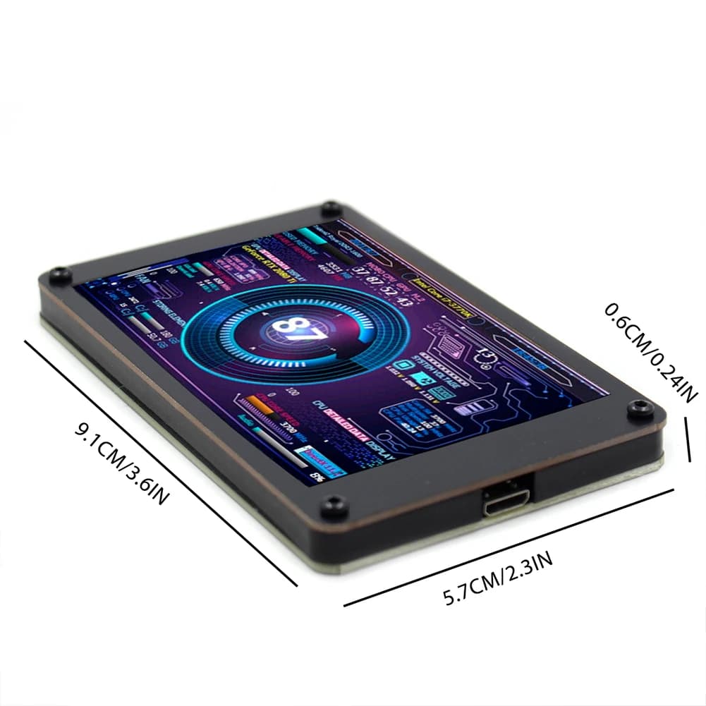 Computer Temperature Monitor with Dual USB, 3.5 Inch IPS Screen, DIY Display for GPU RAM HDD CPU in Acrylic, Compatible with WINDOWS LINUX Raspberry Pi
