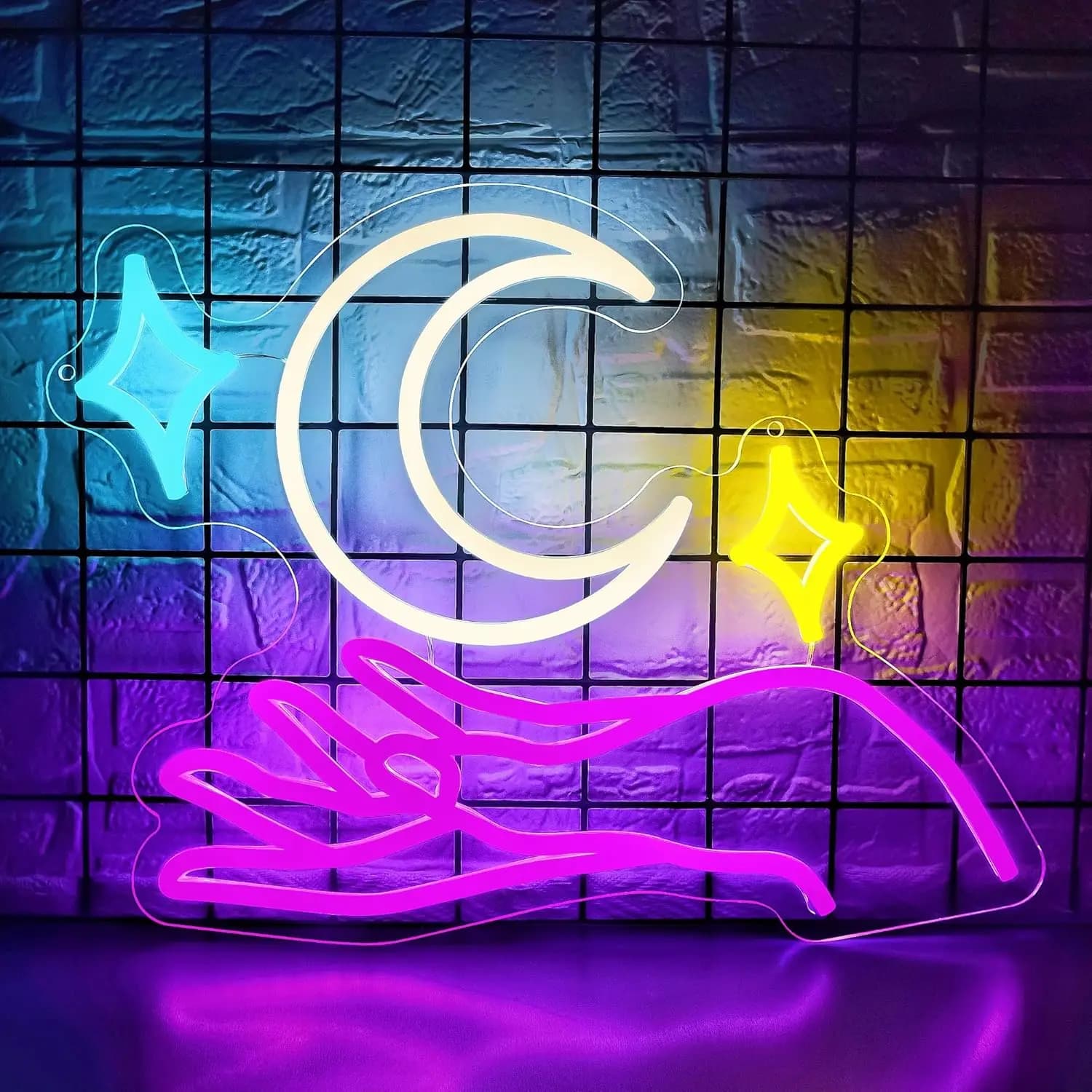 Insegna al neon Purple Moon – Decorazione da parete a LED dimmerabile per la camera delle ragazze, regalo preppy alimentato tramite USB per donne