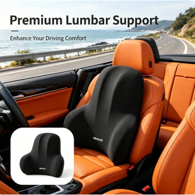 Cuscino Lombare Premium in Memory Foam, 2 Pezzi, Traspirante, per Sedia da Ufficio, Auto, Casa e Viaggio