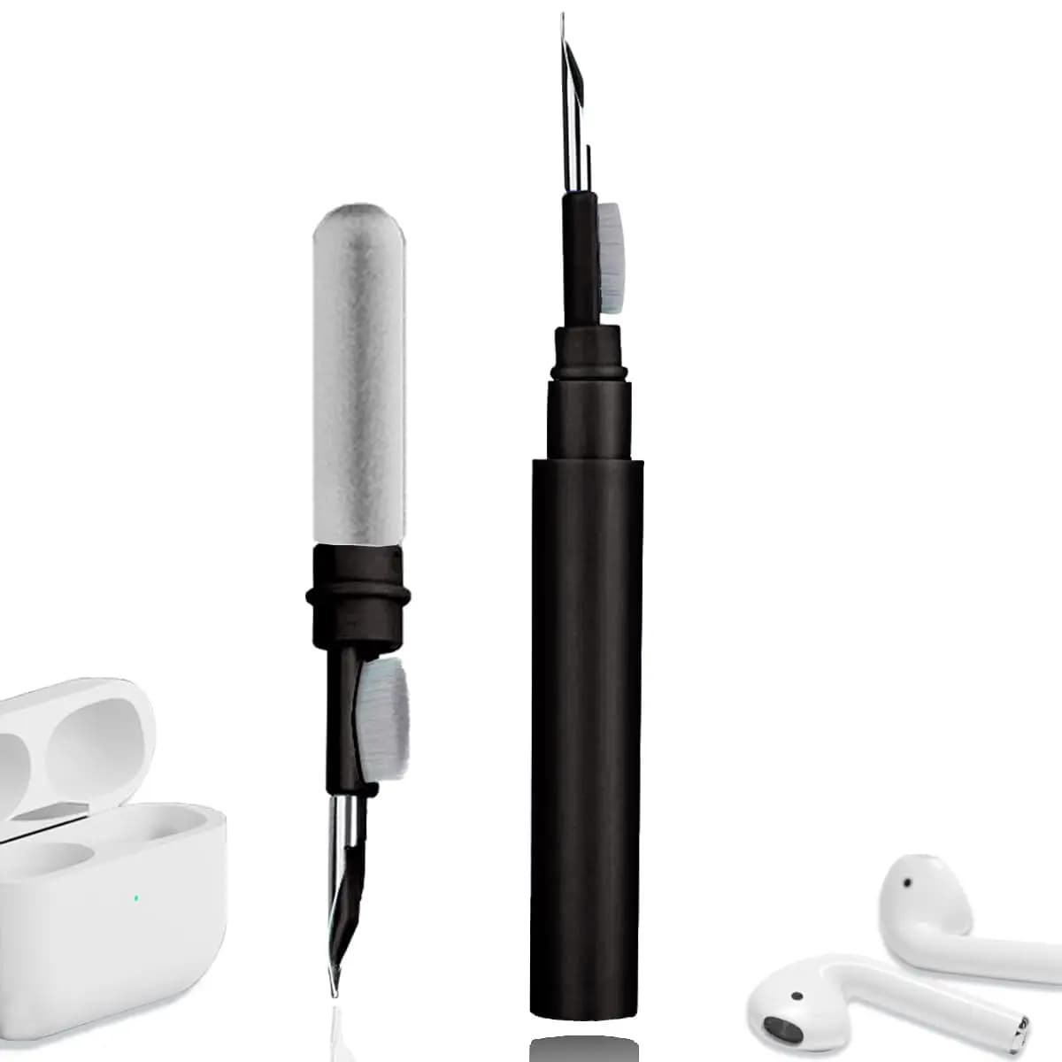 Kit di Pulizia Multifunzione per Airpods e Auricolari - Spazzola Morbida per Cuffie, Fotocamere - Bianco
