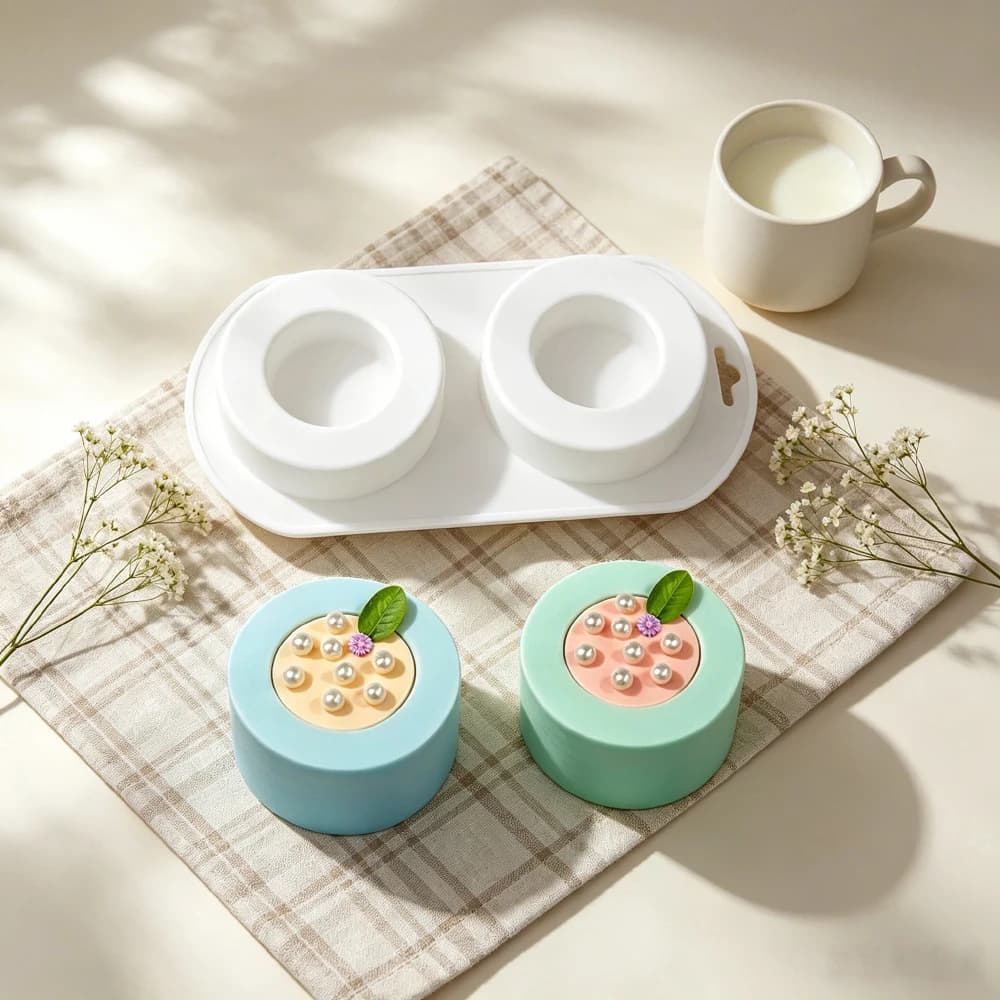 2-Part Silicone Mold for Mousse Cake round Pudding Chocolate Dessert Jelly French Pastries Baking Candle Making