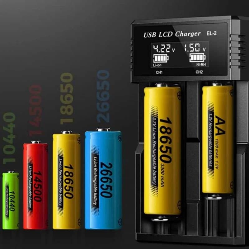 Charger 18650 for 2 slot USB LCD Charger Rechargeable Lithium Battery from 3.7 V NI-MH AA / AAA Battery from 1.2 V