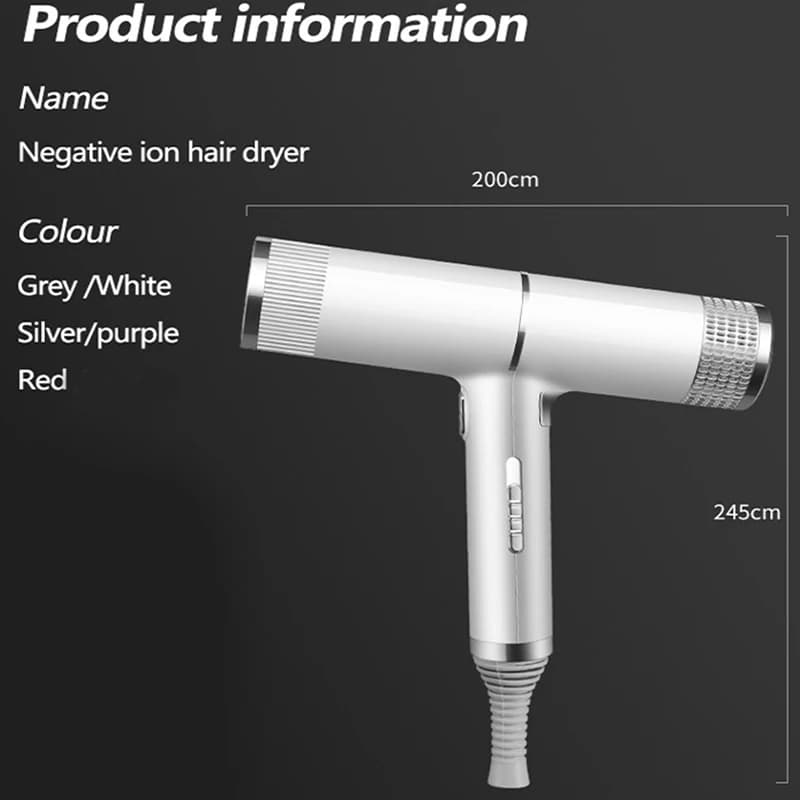 High-quality electric hot air ion hair dryer, with nozzle - powerful cold and hot salon professional hair dryer