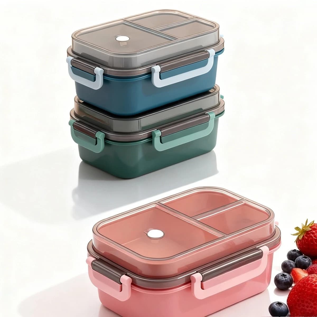 Contenitore per Alimenti Ermetico, Adatto a Microonde e Lavastoviglie, con Forchette e Cucchiai, per Studenti e Ufficio, Portatile per Frutta, Snack e Pranzo