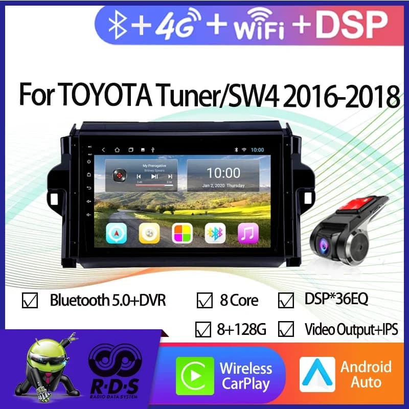 Navigazione GPS per auto Android 11 4G + 32G per TOYOTA Sintonizzatore/SW4 2016-2018 Auto Radio Stereo con Wifi 4G DSP Bluetooth CARPLAY