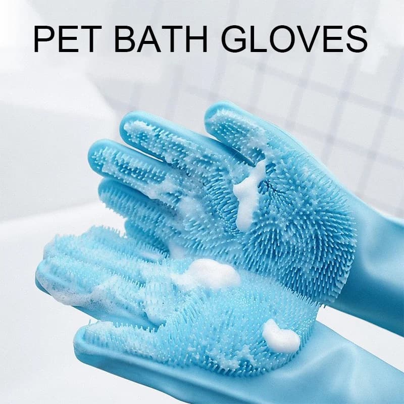 5 colori nuovo guanto da bagno per cani e gatti, spazzola in silicone, attrezzatura per la pulizia dei piatti