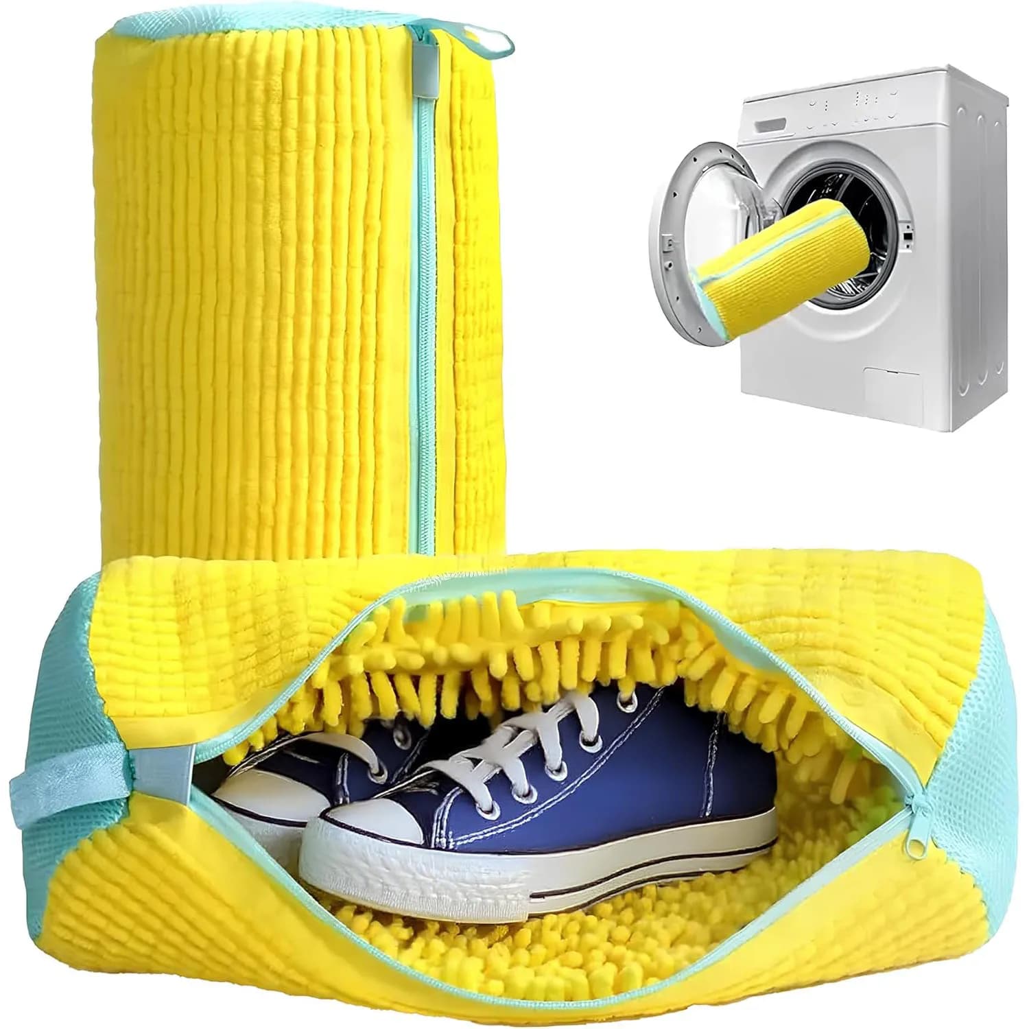 1 Piece Washing Bag Shoes Padded in Network, Polyester Soft Fiber Shoes Protection, Washer Bag and Drying Shoes