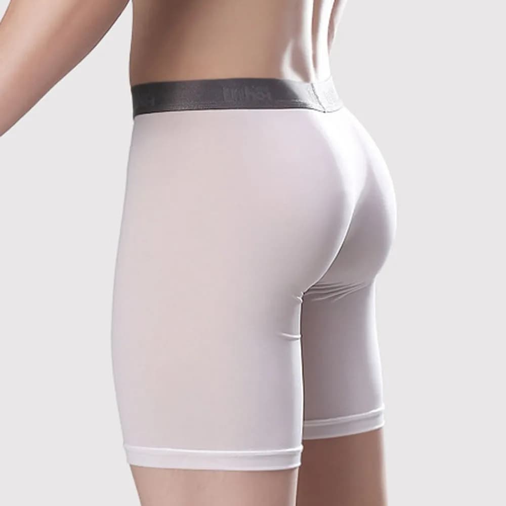 Intimo lungo da uomo Custodia convessa a U Boxer sportivi da uomo Pantaloncini di compressione atletica ad asciugatura rapida Mutandine di seta ghiacciata Mutande sottili