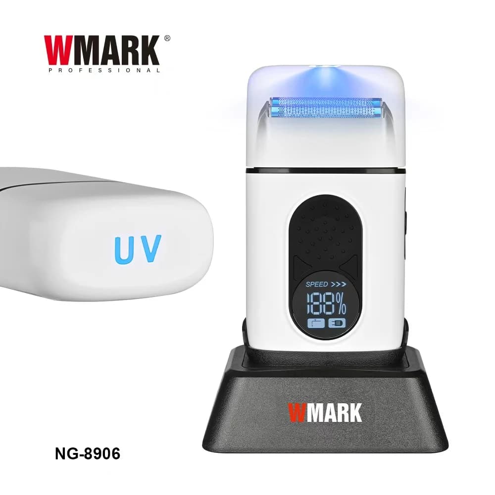 WMARK Shaver Male 9500RPM 5W with Base Charger Storage Bag Full Metal LED Display UV Sterilization Professional Shaver