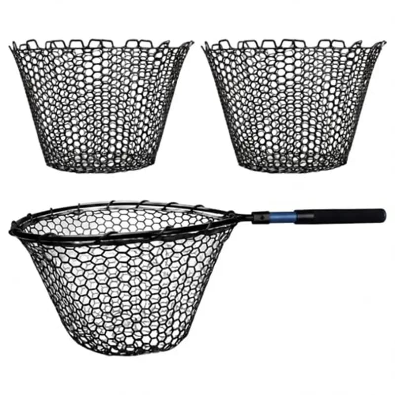 XSXS-2Pcs Rubber Fishing Net Replacement Netting Without Handle Fly Fish Landing Nets Bag Foldable Rubber Mesh Black