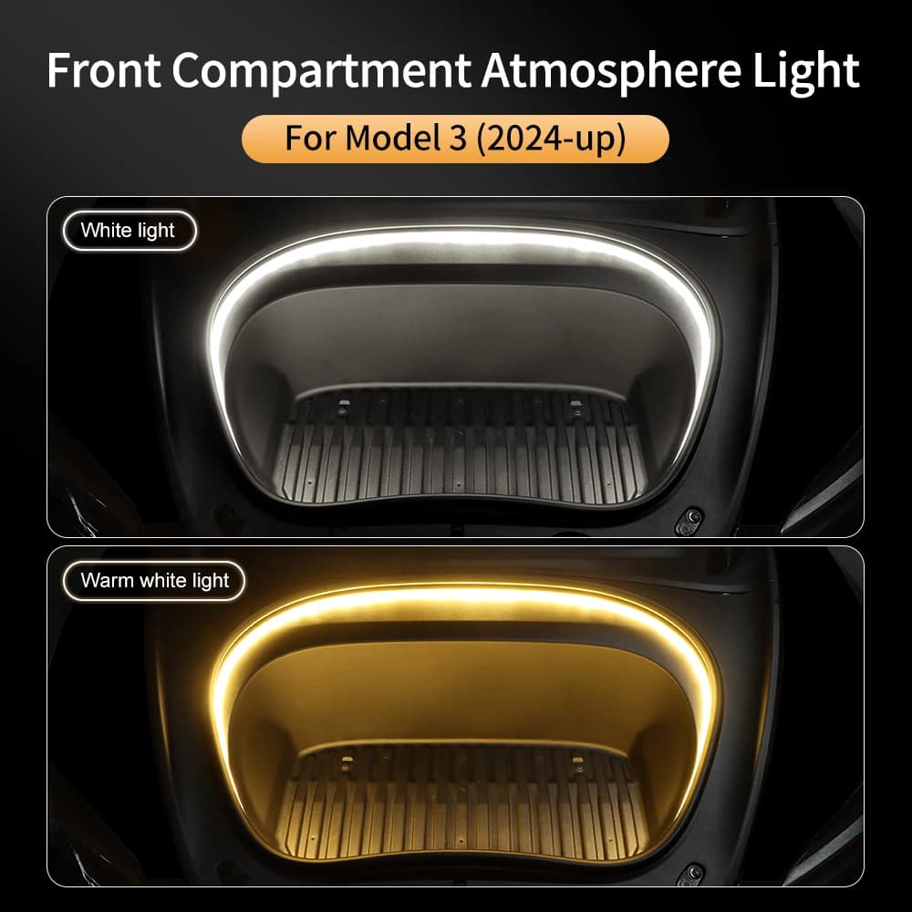 Striscia LED Luminosa per Bagagliaio Anteriore Tesla Model 3 Highland 2024 2025 2026, Impermeabile, Flessibile, Fai-da-Te, Illuminazione Anteriore e Posteriore