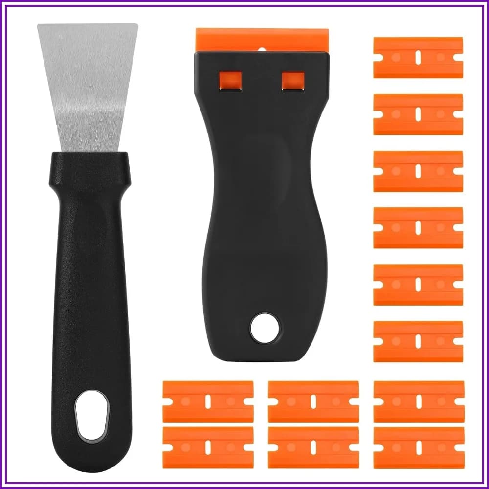 14Pcs 3D Printer Scraper Set: Angled Metal for Stubborn Prints & Plastic for Scratch-Free Removal, 12 Replacement Blades