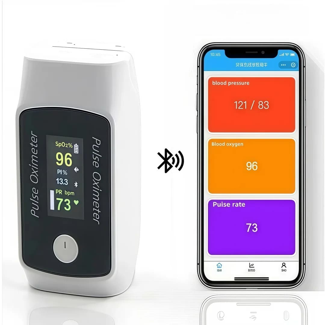 Bluetooth pulse oximeter from finger, blood oxygen meter with blood pressure monitoring function, blood oxygen saturation monitor