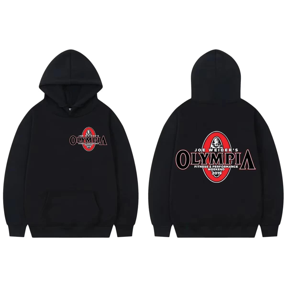 Olympia Fitness Double Sided Graphic Hoodies Men Women Fashion Vintage Gym Sweatshirts High Quality Fleece Oversized Pullovers