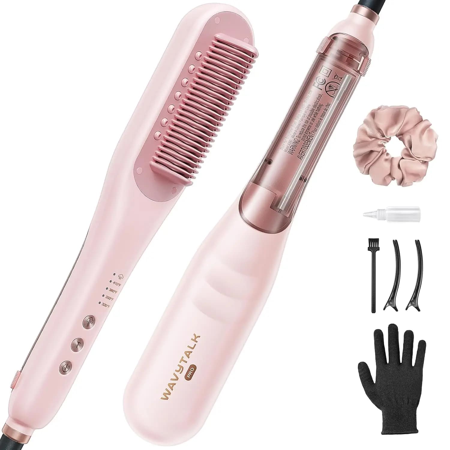 3-in-1 Steam Hair Straightener Brush, Fast Straightening for Curly Hair, Anti-Frizz & Nourishment