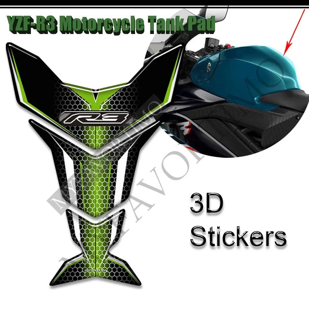Per YAMAHA YZF-R3 YZFR3 YZF R3 Moto Rilievo del Carro Armato Manopole Laterali Gas Olio Combustibile Kit Ginocchio Carenatura Parafango Adesivi Decalcomanie Protezione
