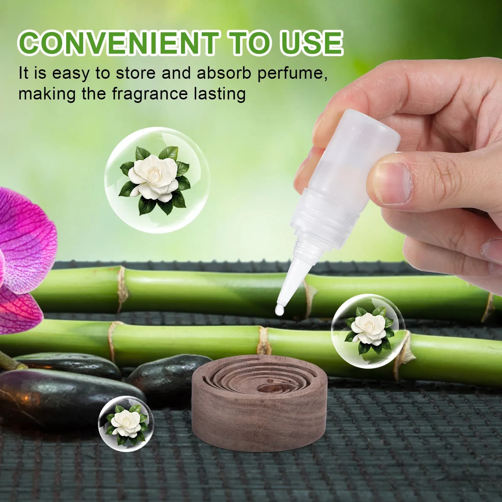 Diffusore di Oli Essenziali in Legno per Auto, Casa, Ufficio e Sala Yoga, Diffusore Decorativo Rotondo per Aromaterapia Naturale per Interni Auto