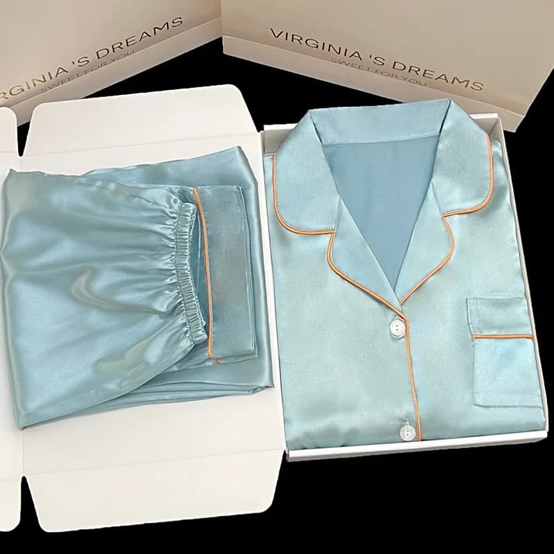 Nuovo Arrivo Primavera/Autunno: Set Pigiama in Seta Francese a Maniche Lunghe per Donne, Comodo Abbigliamento Stile Outerwear, Casual e Elegante