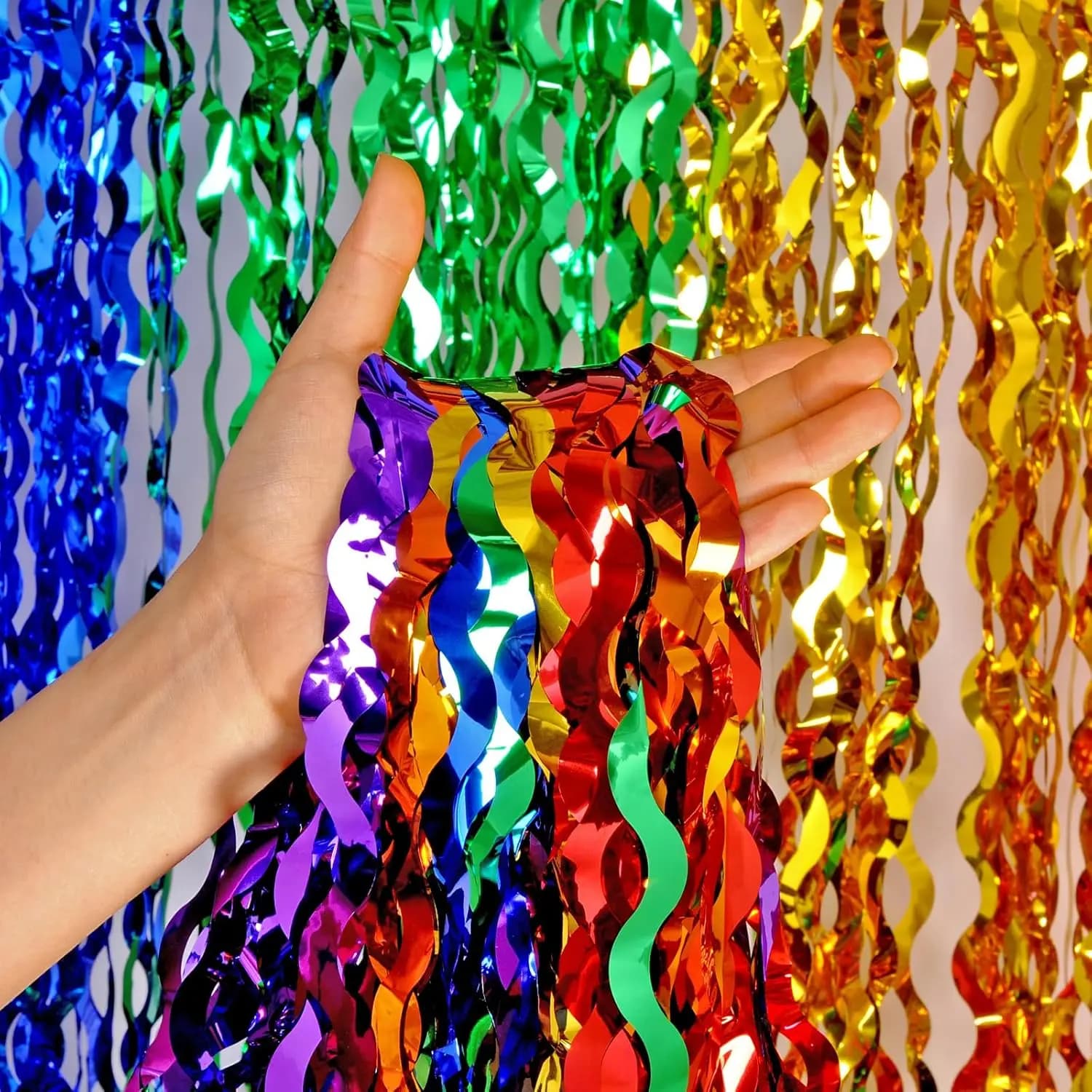 3 Pack Wave Silver Tinsel Curtain - 3.3x6.6 Feet Foil Streamers Birthday Party Decorations Wedding Background Decor Photo Booth Props