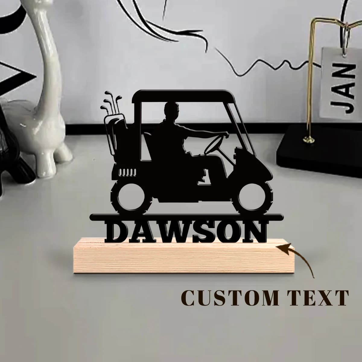 1pc Personalized Retro Iron Statue Decoration Custom Name With Wooden Base Housewarming Gift,Metal Ornament Decoration