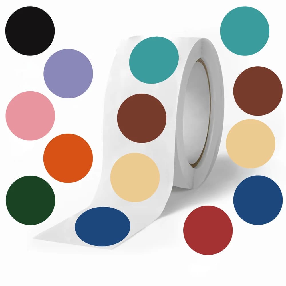 500PCS Color Code Dot Labels 1 Inch Round Chroma Stickers Set - Red Yellow Blue Pink Black Stationery Stickers for Organization
