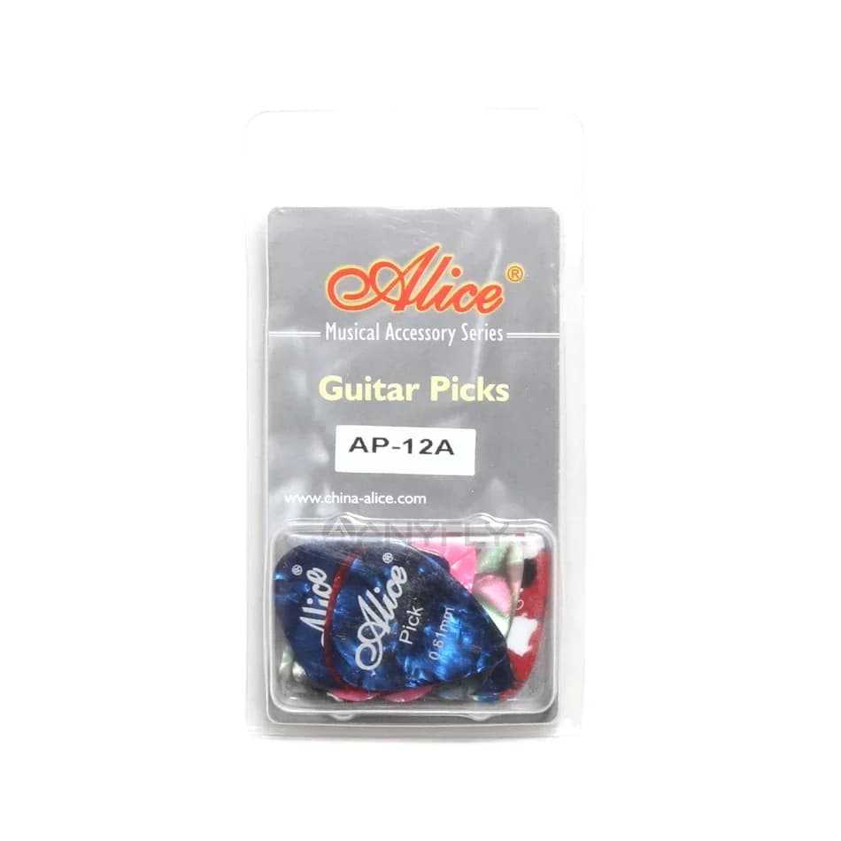 Alice AP-12A 12 Pz/lotto Plettri per Chitarra in Celluloide Perlato Plettri a Conchiglia 0.46mm/0.71mm/0.81mm Spessore Misto