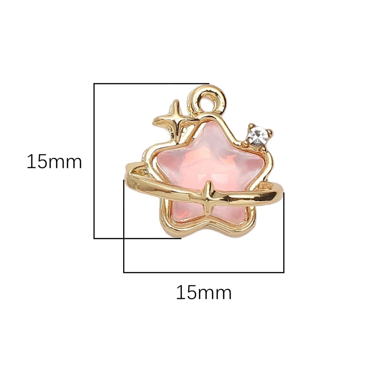 1 pz 15x15mm delicato ciondolo stella in lega tempestato di vetro per braccialetto fai da te collana creazione di gioielli accessori