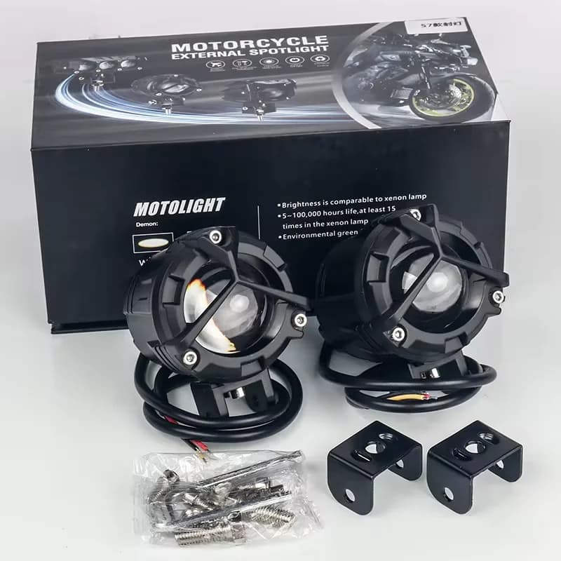 Super Bright Tri-model moto LED faro con Mini obiettivo del proiettore auto ATV Driving fendinebbia faretto ausiliario