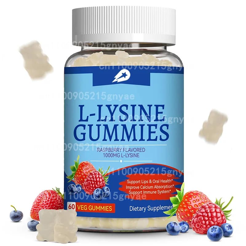 L-lisina 1000mg chewable rubbers, Adult Lysine Supplements, Immunitarian Support, Collagen Formation Support, Lemon Taste, 60 Capsules