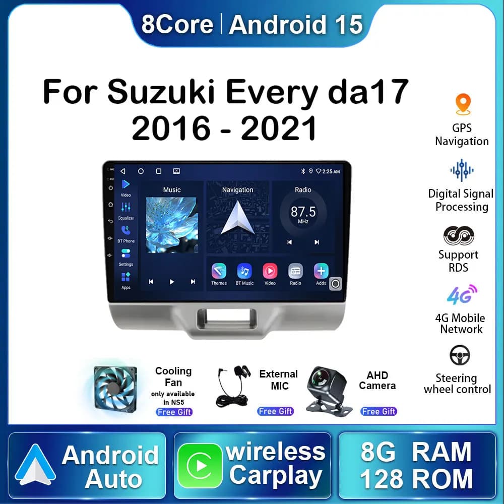 For Suzuki Every da17 2016 - 2021 Auto Multimedia Video Stereo GPS Navigation Reader Android Auto Radio Carplay Main Unit 2din 4G