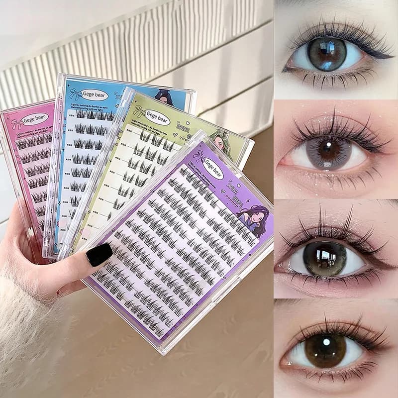 Fake eyelashes with sunflower design - 90-120 glue-free bunches Easy application in 3 stages Natural appearance Perfect for beginners