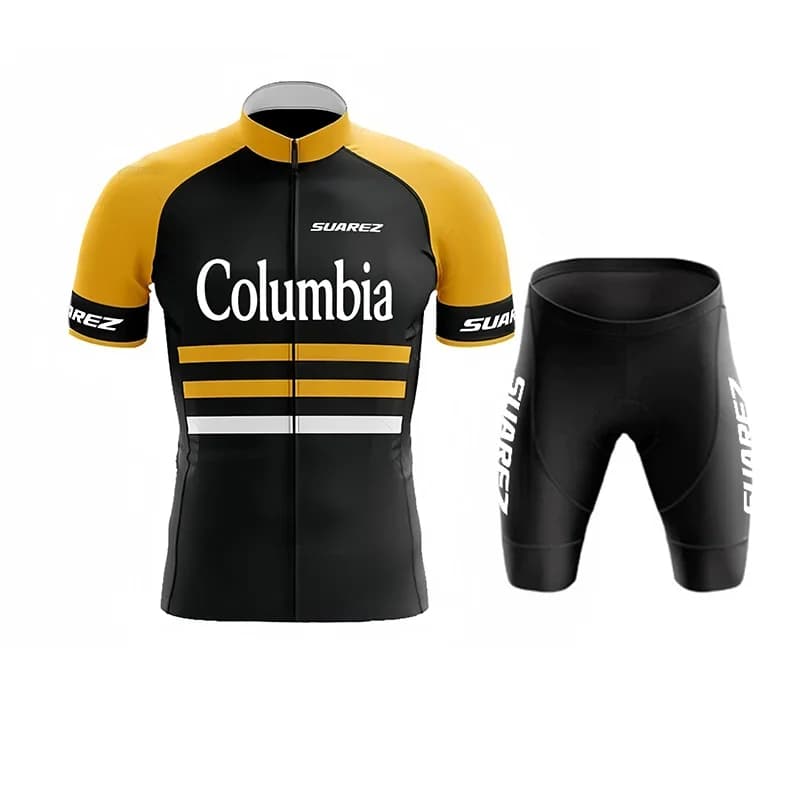 Maglia da Ciclismo Columbia Team per Uomo SUAREZ, Maglietta a Maniche Corte, Abbigliamento per Mountain Bike e Triathlon, Pantaloncini con Bretelle