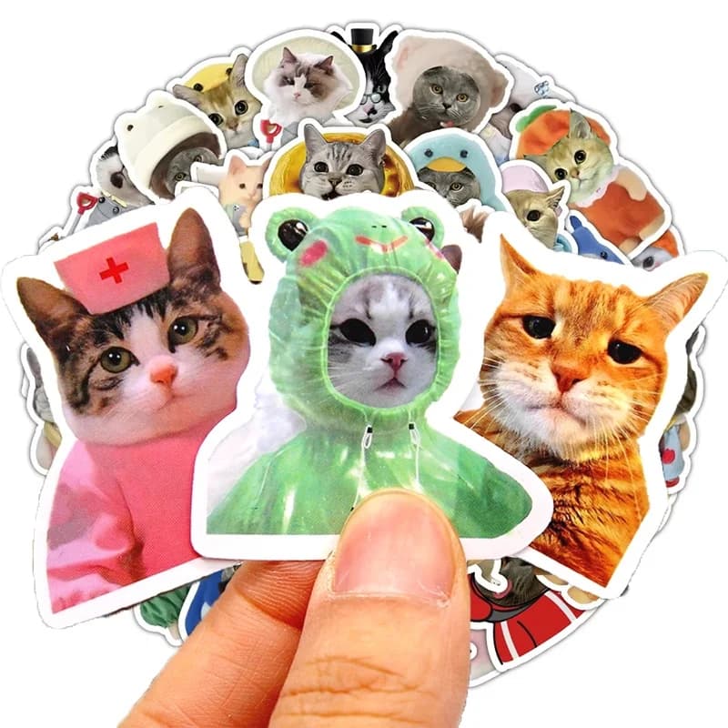 10/50/100Pcs Waterproof PVC Decoration DIY Scrapbooking School Supplies Kawaii Cartoon Cat Decals For Laptop Phone Notebook Kit