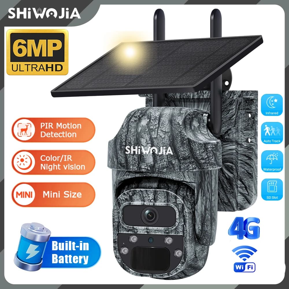 INQMEGA Telecamera di Sicurezza Solare Senza Fili 6MP 5W Pannello Solare 7800mAh Batteria PIR Rilevazione di Movimento IP66 Impermeabile Colore Notte Visio