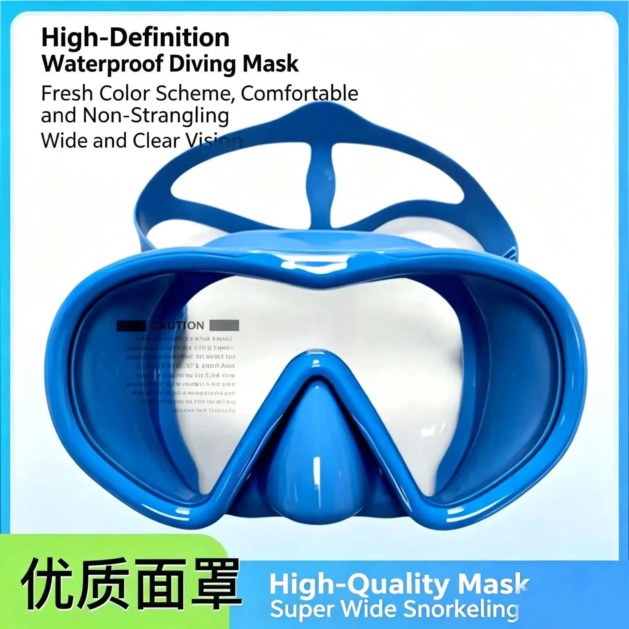 Underwater Snorkeling Mask Swimwear Silicone skirt Diving mask with colored lens Tempered glass Wide view for young adults