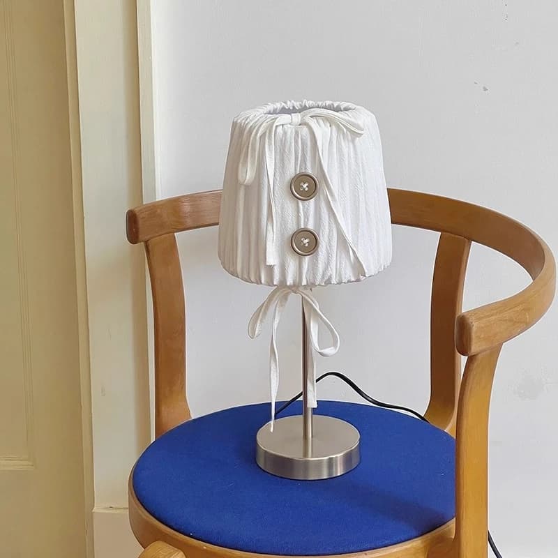 Bauhaus Design Metal Button Decorative Table Lamps Fabric Lampshade Bedroom Bedside Study Office Cafe Creative Cute Desk Lights