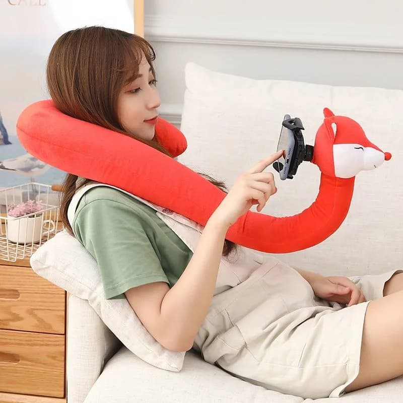 Popolare nuovo cartone animato animale cuscino a forma di U supporto per telefono 85 cm strumento ausiliario regolabile creativo per il regalo di compleanno dei bambini